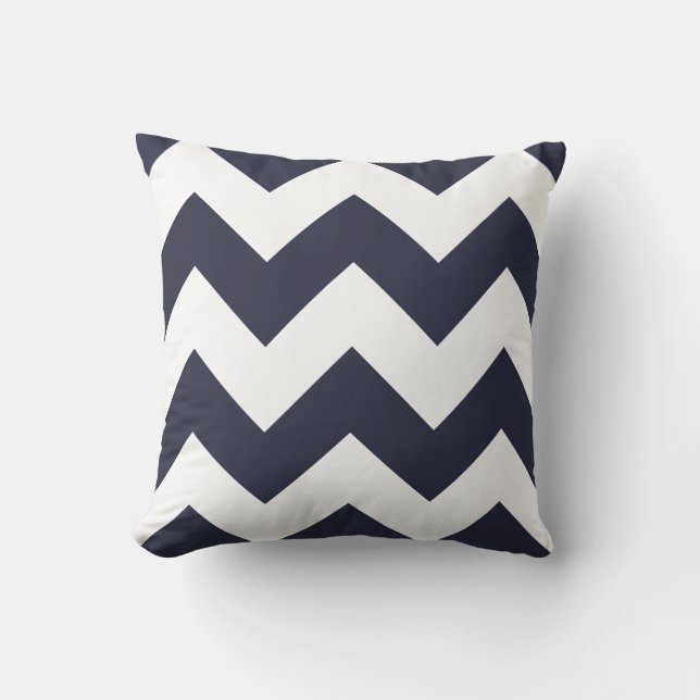 Chevron Pillow with Navy Blue Zigzag (Front)