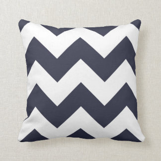 Chevron Pillow with Navy Blue Zigzag