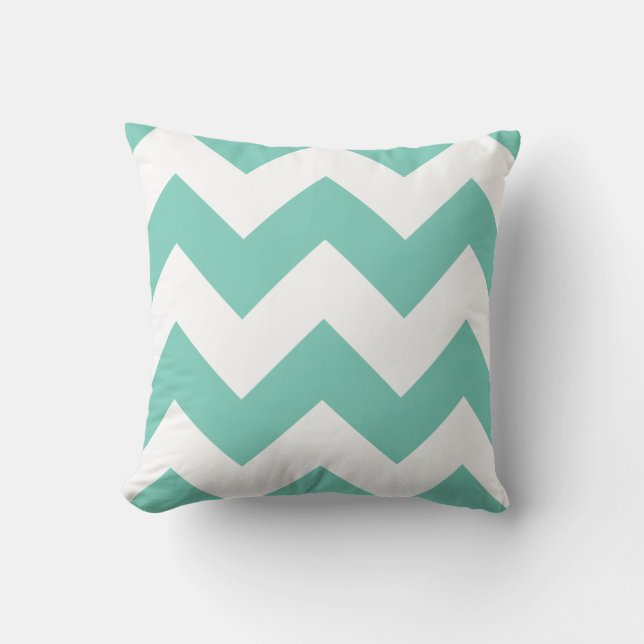 Chevron Pillow with Turquoise Zigzag (Front)