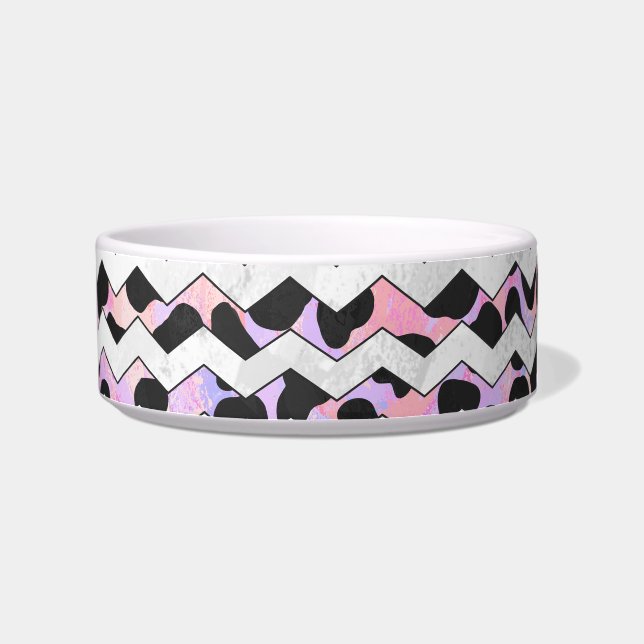Chevron Pink and Black Dalmation Bowl (Right)