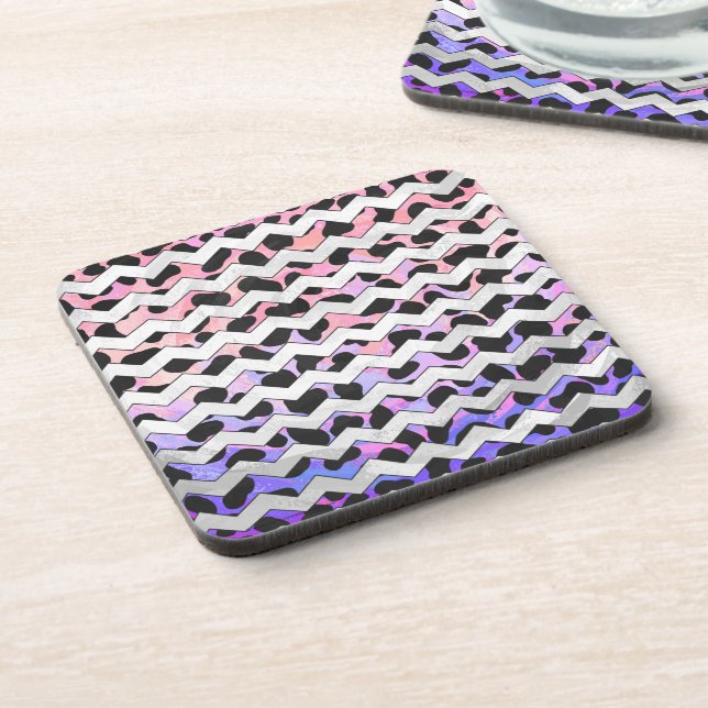 Chevron Pink and Black Dalmation Coaster (Left Side)