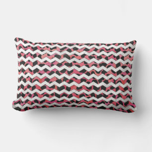 Chevron Pink and Black Dalmation Lumbar Cushion