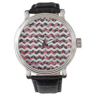 Chevron Pink and Black Dalmation Watch