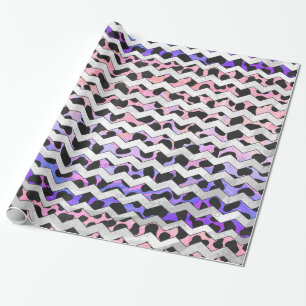 Chevron Pink and Black Dalmation Wrapping Paper