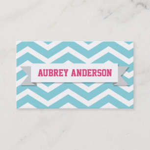 Chevron Pink Blue Custom Flag Business Card