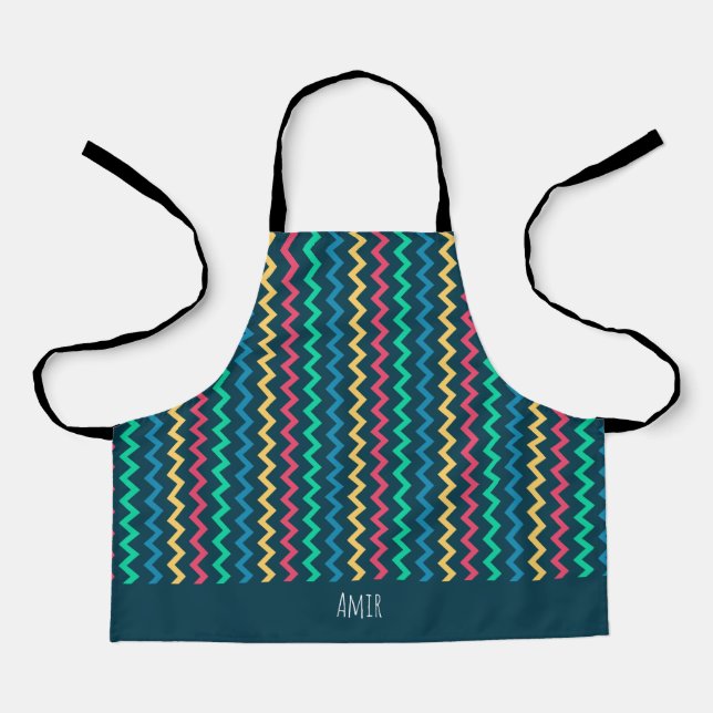 Chevron Pink Blue Minimal Pattern Apron (Front)