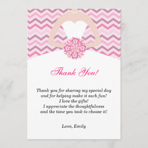 Chevron Pink Bridal Shower Thank You Card