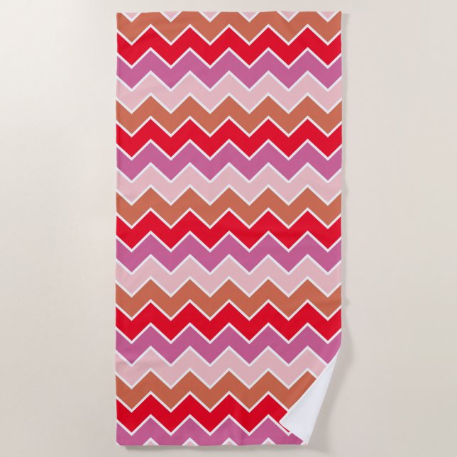 Chevron Pink Print Pattern Tote Bag Beach Towel (Front)