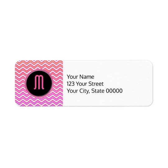 Chevron Pink Purple Monogram Return Address Label
