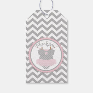 Chevron Pink Tutu Jumper Baby Shower Gift Label