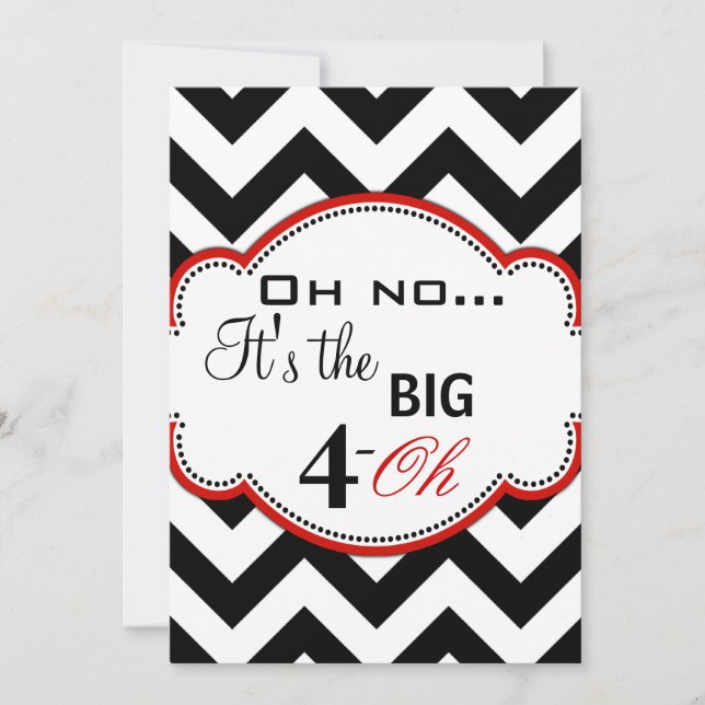 Chevron Print Over the Hill 40th Birthday Invites (Front)