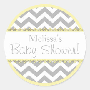 Chevron Print & Yellow Contrast Baby Shower Classic Round Sticker