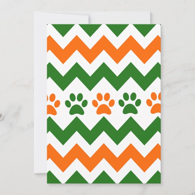 Chevron Puppy Paw Prints Orange Lime Dog Lover (Front)