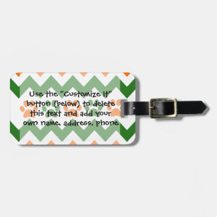 Chevron Puppy Paw Prints Orange Lime Dog Lover Luggage Tag
