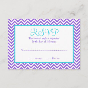 Chevron Purple Teal Blue Bat Mitzvah RSVP Card