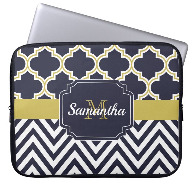 Chevron & Quatrefoil Laptop Sleeve (Front)