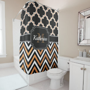 Chevron & Quatrefoil Shower Curtain