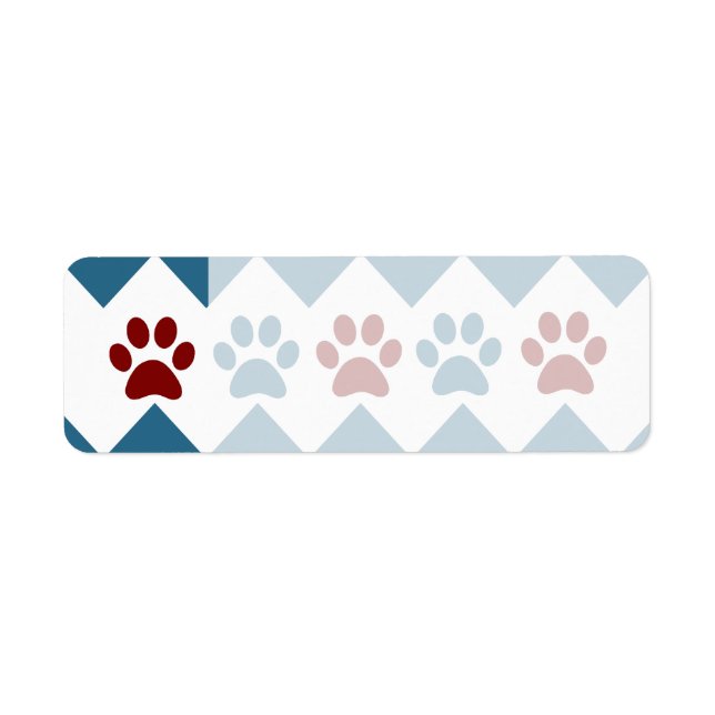 Chevron Red Blue Puppy Paw Prints Dog Lover Gifts (Front)
