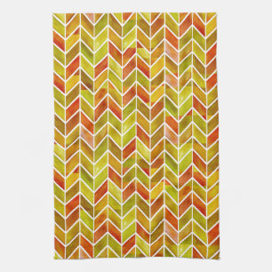 Chevron Red Sage Kitchen Tea Towel