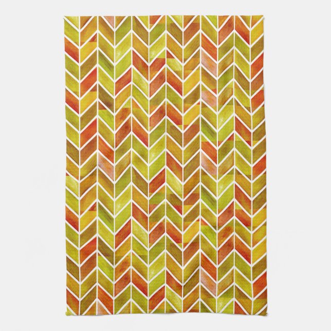 Chevron Red Sage Kitchen Tea Towel (Vertical)