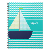 Chevron Sailboat on Chevron Personalised Notebook