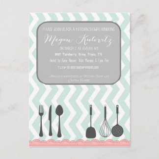 Chevron Shabby Chic Invitation Postcard