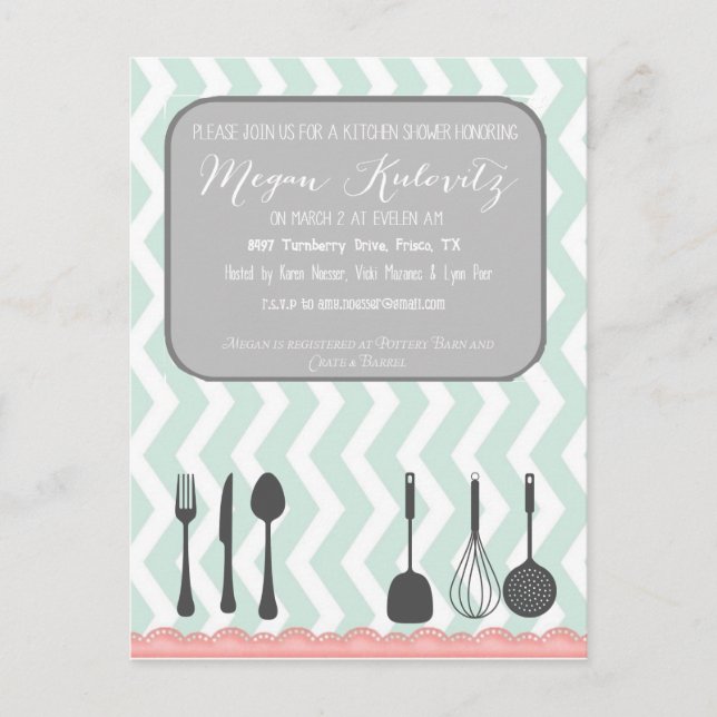 Chevron Shabby Chic Invitation Postcard (Front)
