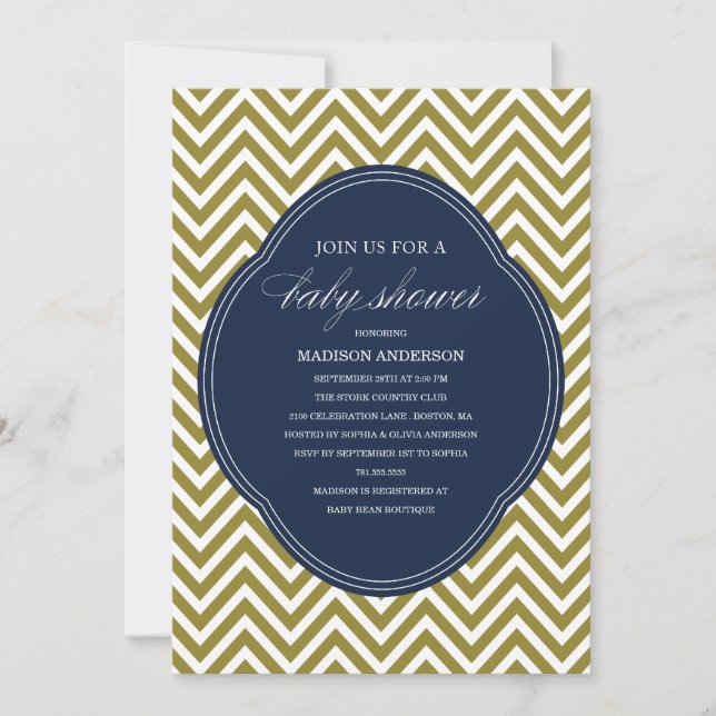 CHEVRON SHOWER | BABY SHOWER INVITATIONS (Front)