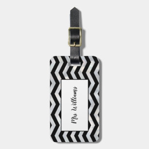Chevron Silver Mrs. Luggage Tag
