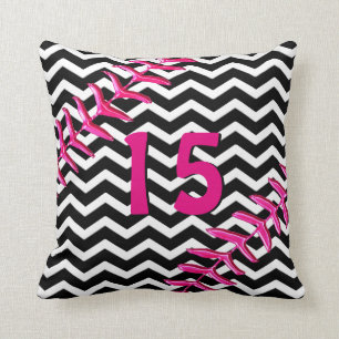 Chevron Softball Pillows Jersey Number or Monogram