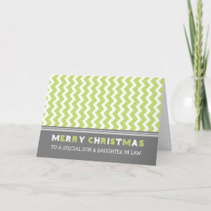 Chevron Son & Daughter in Law Merry Christmas Holiday Card
