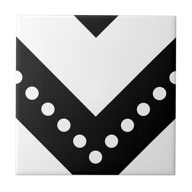 Chevron Spotted 6 Black and White Tile (Front)