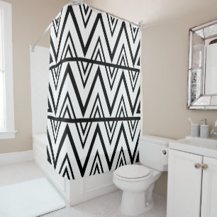 Chevron Stripe Black and White Chevron Stripe  Shower Curtain
