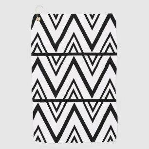 Chevron Stripe Black White Chevron Stripe  Golf Towel