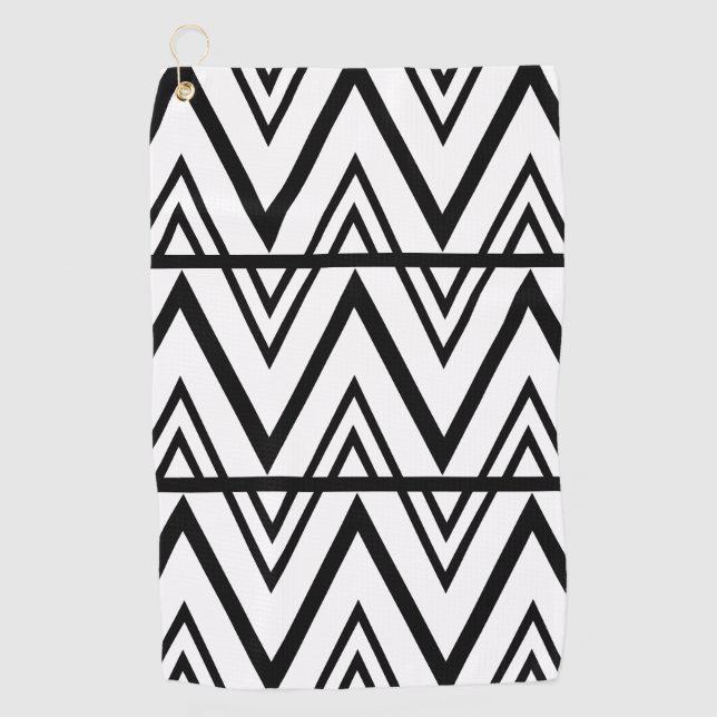 Chevron Stripe Black White Chevron Stripe  Golf Towel (Front)