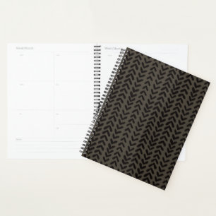 Chevron stripe - charcoal brown planner