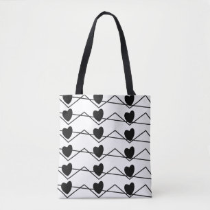 Chevron Stripe Hearts Valentines Day Tote Bag