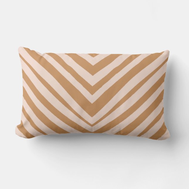 chevron striped terracotta and pink outdoor pillow (Front)