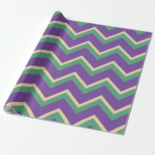 Chevron Stripes in Purple, Green, and Gold Wrapping Paper