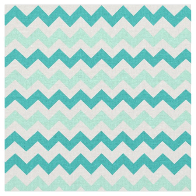 Chevron Stripes in Shades of Teal Fabric (Close Up)