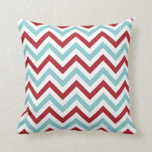 Chevron Throw Pillow {Aqua & Red}