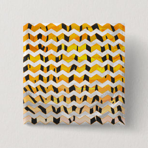 Chevron Tiger Black and Orange Print 15 Cm Square Badge
