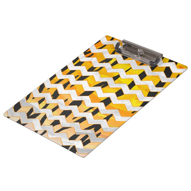 Chevron Tiger Black and Orange Print Clipboard (Angled)