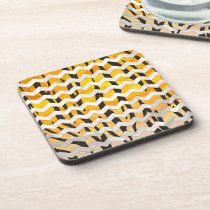 Chevron Tiger Black and Orange Print Coaster