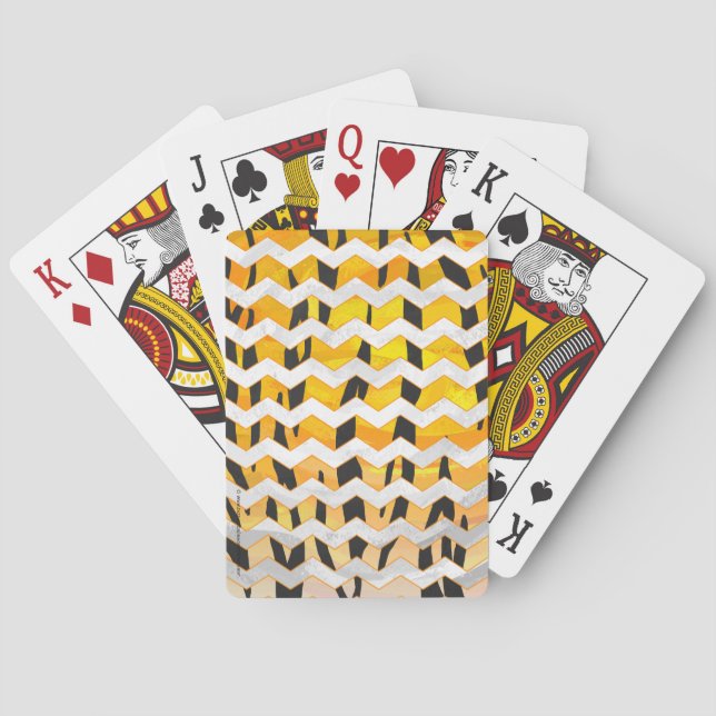 Chevron Tiger Black and Orange Print Playing Cards (Back)