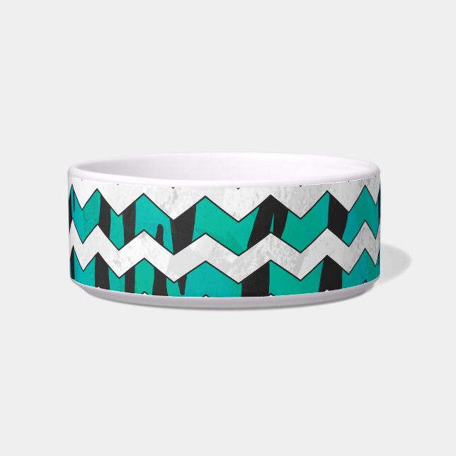 Chevron Tiger Black and Teal Print Bowl (Right)