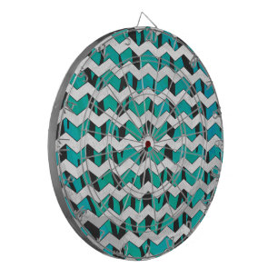 Chevron Tiger Black and Teal Print Dartboard