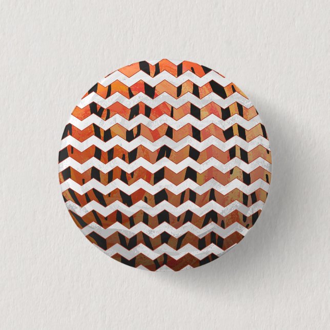 Chevron Tiger Hot orange and Black Print 3 Cm Round Badge (Front)