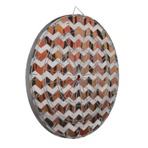 Chevron Tiger Hot orange and Black Print Dartboard