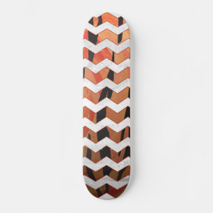 Chevron Tiger Hot orange and Black Print Skateboard